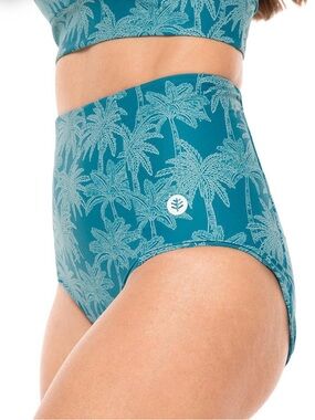 Coolibar Ocean Sculpt High Rise swim Bottoms Tahitian Palms SPF 50 size Large